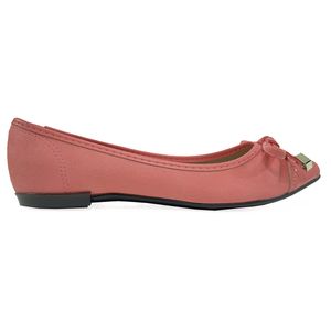 Sapatilha Moleca Laço Bico Fino Camurça - Rosa