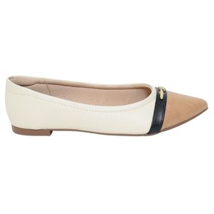 Sapatilha Modare Bico Fino Bicolor Feminina - Bege e Preto