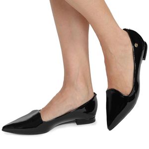 Sapatilha Vizzano Bico Fino Verniz Feminina - Preto