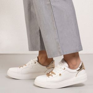 Tênis Feminino Casual Estrela Via Marte Branco Dourado