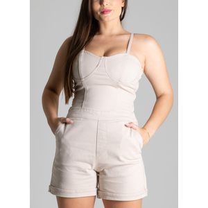 Macaquinho Sarja Sawary Feminino Bege