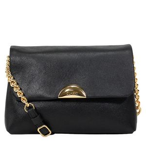 Bolsa Preta Classe Couro Tiracolo Bag Mini Luma Feminina