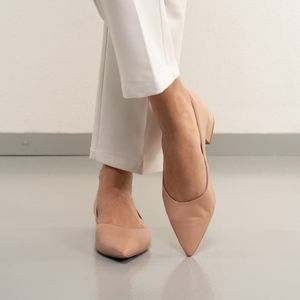 Sapato Feminina Bico Fino Salto Baixo Bottero Bege