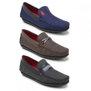 Kit Com 3 Mocassins  Básicos Masculino Marinho