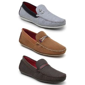 Kit Com 3 Mocassim Drive Básico Casual Clássico Masculino