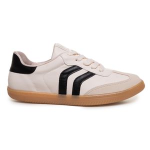 Tênis Feminino Casual Listras Via Marte Bege Preto