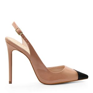 Scarpin Olivia Royalz  em Verniz Salto Alto Feminino Bege