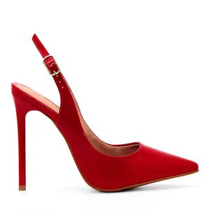 Scarpin Slingback Celine Royalz Salto Alto Feminino Vermelho
