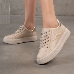 Tênis Casual em Couro Pegada Feminino Off White