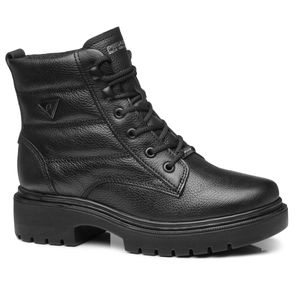 Bota Coturno em Couro Pegada Feminina Preta