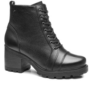 Bota Coturno em  Couro Pegada Feminina Preta
