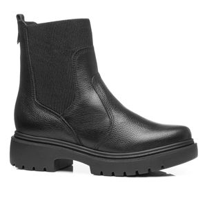 Bota Chelsea  em Couro Pegada Feminina Preta