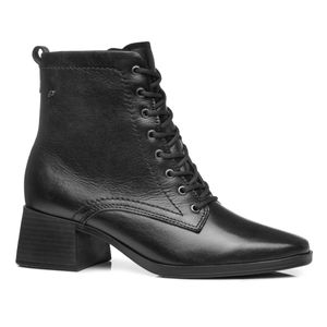 Bota Cano Curto  em Couro Pegada Feminina Preta