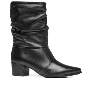 Bota Cano Médio em Couro Pegada Feminina Preta