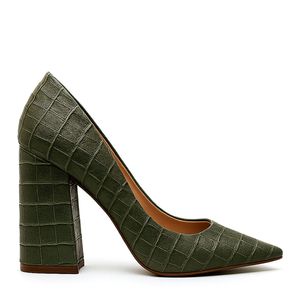 Scarpin Penélope Royalz Salto Grosso Feminino Verde Militar