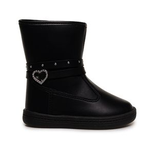 Bota Cano Alto Molekinha Heart Infantil Preta