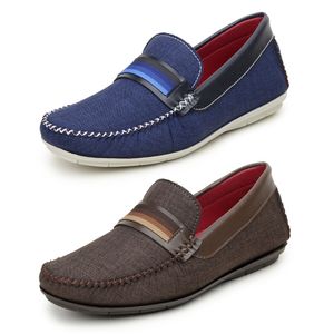 Kit 2 Pares Mocassim Drive Casual Masculino