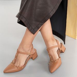 Scarpin Beira Rio Salto Grosso Feminino Bege
