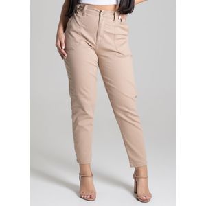 Calça Sarja Sawary Mom Feminina Bege