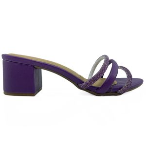 Tamanco Vizzano Strass Salto Bloco Feminino Roxo