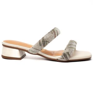 Tamanco Rasteiro Vizzano Salto Baixo Tiras Strass Feminino Branco