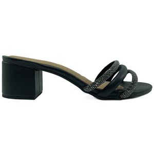 Tamanco Vizzano Strass Salto Bloco Feminino Preto