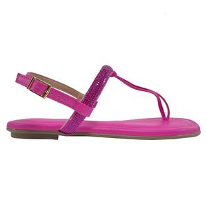 Sandália Rasteira Beira Rio Flat Strass Feminina Rosa