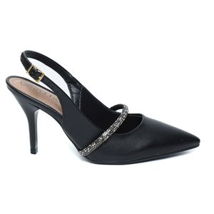 Scarpin Beira Rio Tira Strass Salto Fino Feminino  Preto