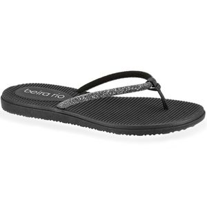 Sandália Rasteira Beira Rio Flatform Diamond Strass Feminina Preta
