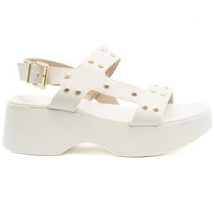 Sandália Moleca Plataforma Spikes Feminina Off White