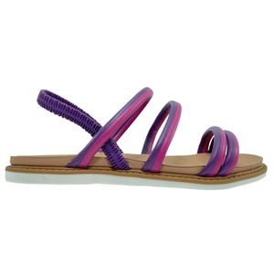 Sandália Rasteira Moleca Papete Multi Tiras Bicolor Feminina Roxa