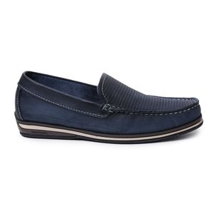 Sapato Masculino Mocassim Couro Democrata Azul