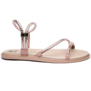 Papete Moleca Tiras Strass Feminina Bege