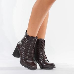 Bota Coturno Mooncity Salto Alto Feminina Marrom