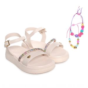 Sandália Papete Kidy Mini Flat Infantil Off White com Pulseira