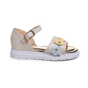 Sandália M Shuz Kids Flowers Infantil Off White