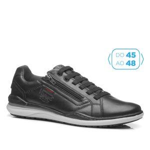 Sapatênis em Couro Pegada Masculino Preto (Tamanho Especial)