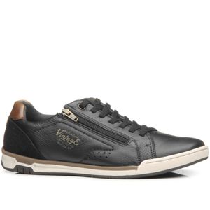 Sapatênis Pegada em Couro Masculino Preto