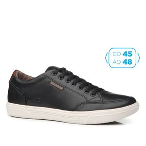 Sapatênis em Couro Pegada Masculino Preto (Tamanho Especial)