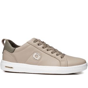 Tênis Casual Pegada em Couro Masculino Bege