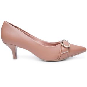 Scarpin Vizzano Salto Médio Bico Fino Fivela Feminino Marrom