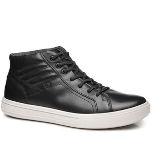Tênis Casual Pegada em Couro Masculino Preto