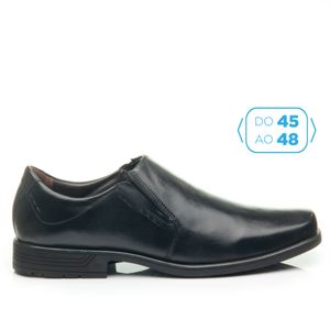 Sapato Casual Pegada em Couro Masculino Preto (Tamanho Especial)