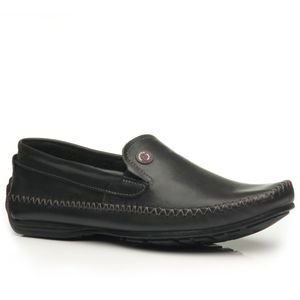 Mocassim Pegada em Couro Masculino Preto