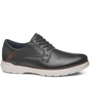 Sapato Casual Pegada em Couro Masculino Preto