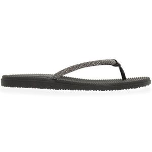 Sandália Rasteira Beira Rio Flatform Diamond Strass Feminina Preta
