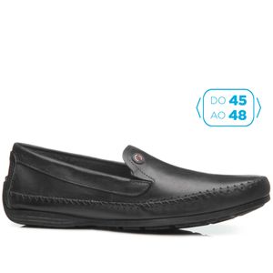Mocassim Pegada Masculino em Couro Preto (Tamanho Especial)