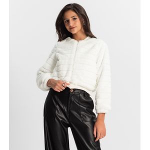 Jaqueta Juvenil Feminina Com Pelo Minty Bege