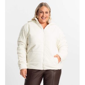 Jaqueta Com Capuz Feminina Plus Size Secret Glam Bege