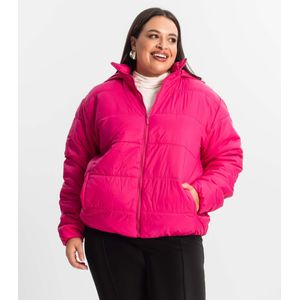 Jaqueta Com Capuz Feminina Plus Size Secret Glam Rosa